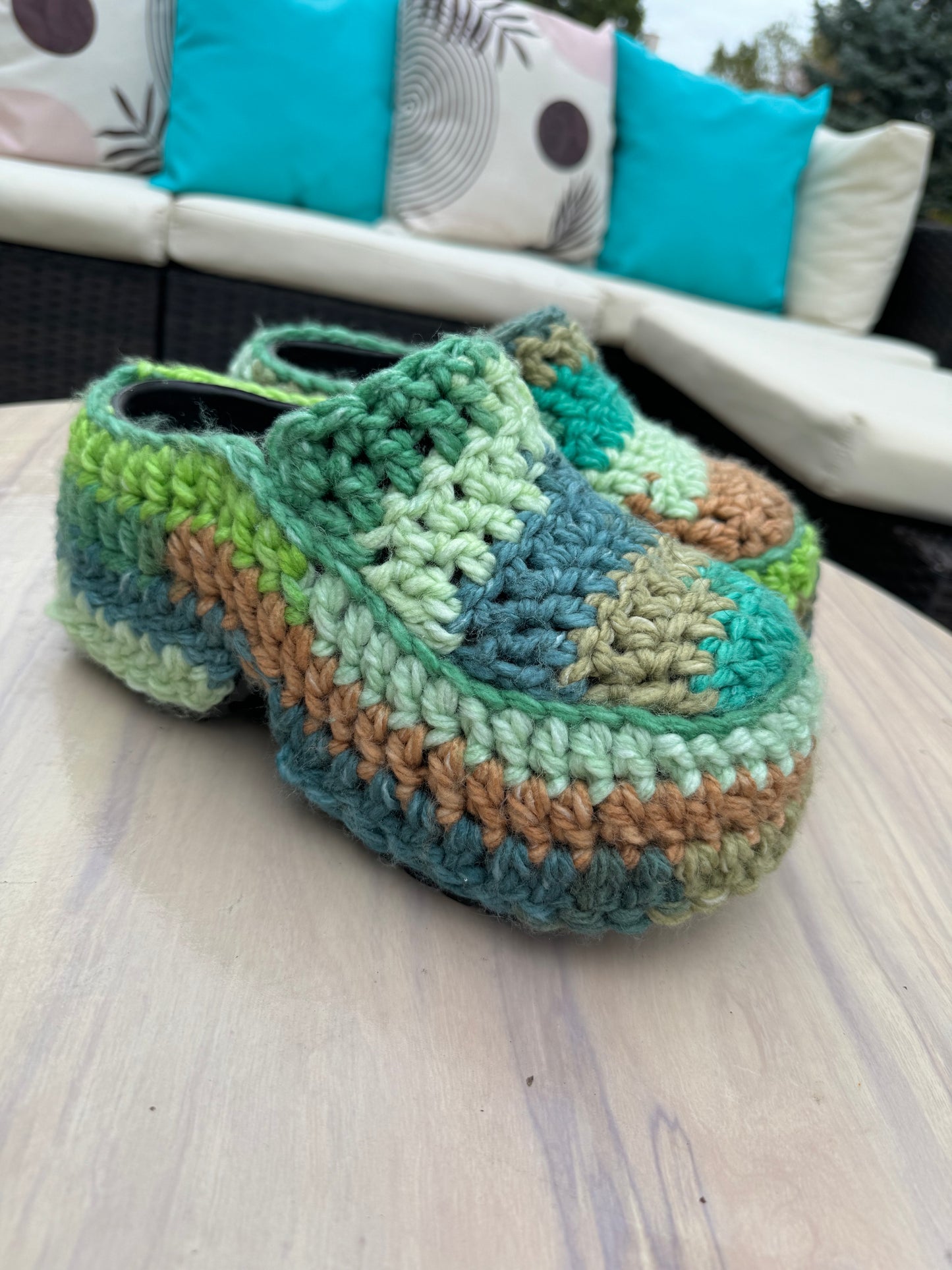 Green Platform Clogs